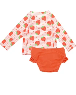 Set Bimba 2 Pezzi - Rash Guard Top + Mutandina Bikini - Fragole - UPF 50+