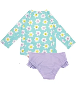 Set Bimba 2 Pezzi - Rash Guard Top + Mutandina Bikini - Margherite - UPF 50+