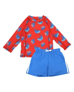 Set Bimbo 2 Pezzi - Rash Guard Top + Costume da Bagno a Pantaloncino - Sherman lo Squalo - UPF 50+