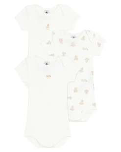 Set 3 Body a Maniche Corte - Bianco - Orsetti - 100% Cotone