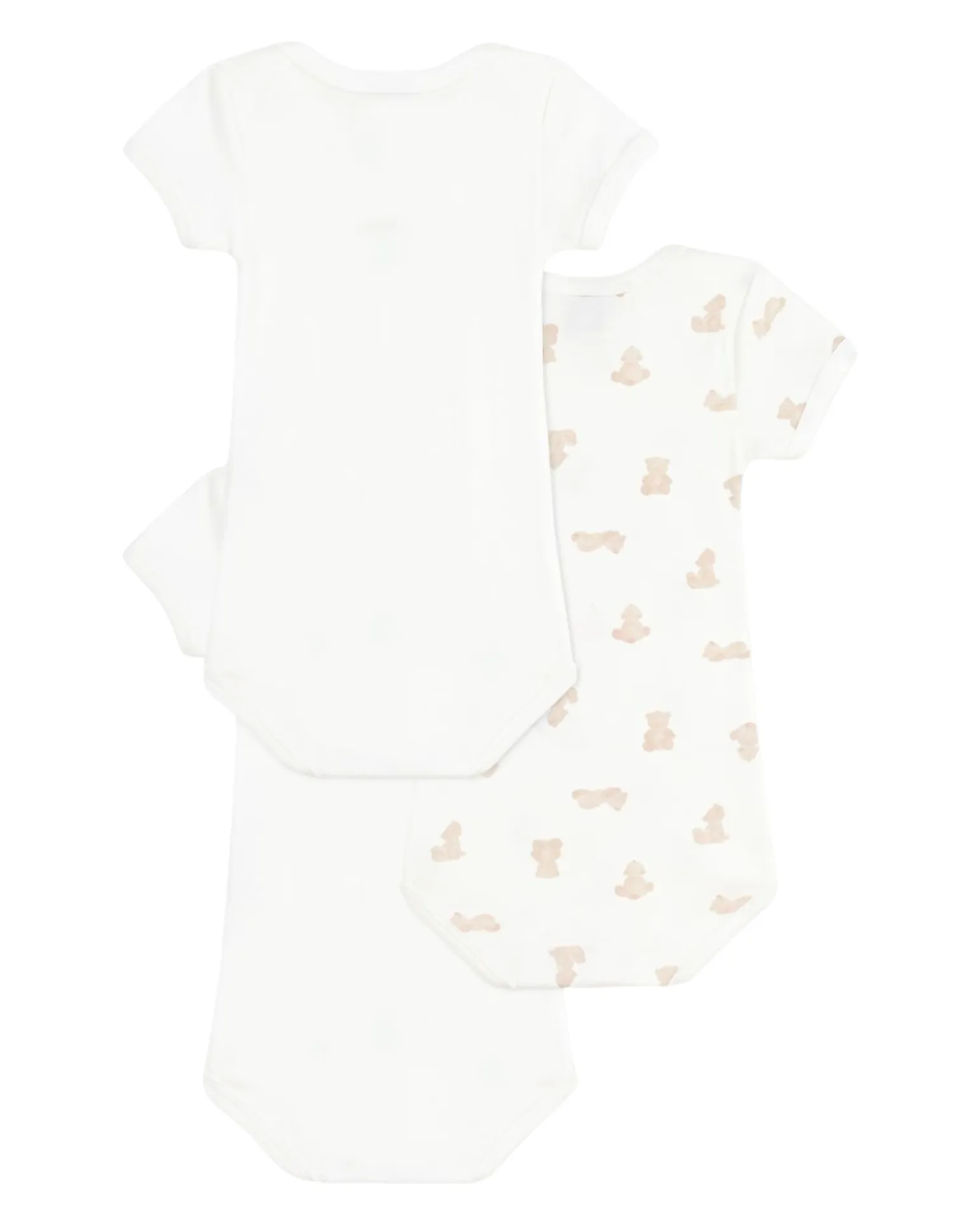 Set 3 Body a Maniche Corte - Bianco - Orsetti - 100% Cotone