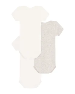 Set 3 Body a Maniche Corte - Bianco - Grigio - con Scritte - 100% Cotone
