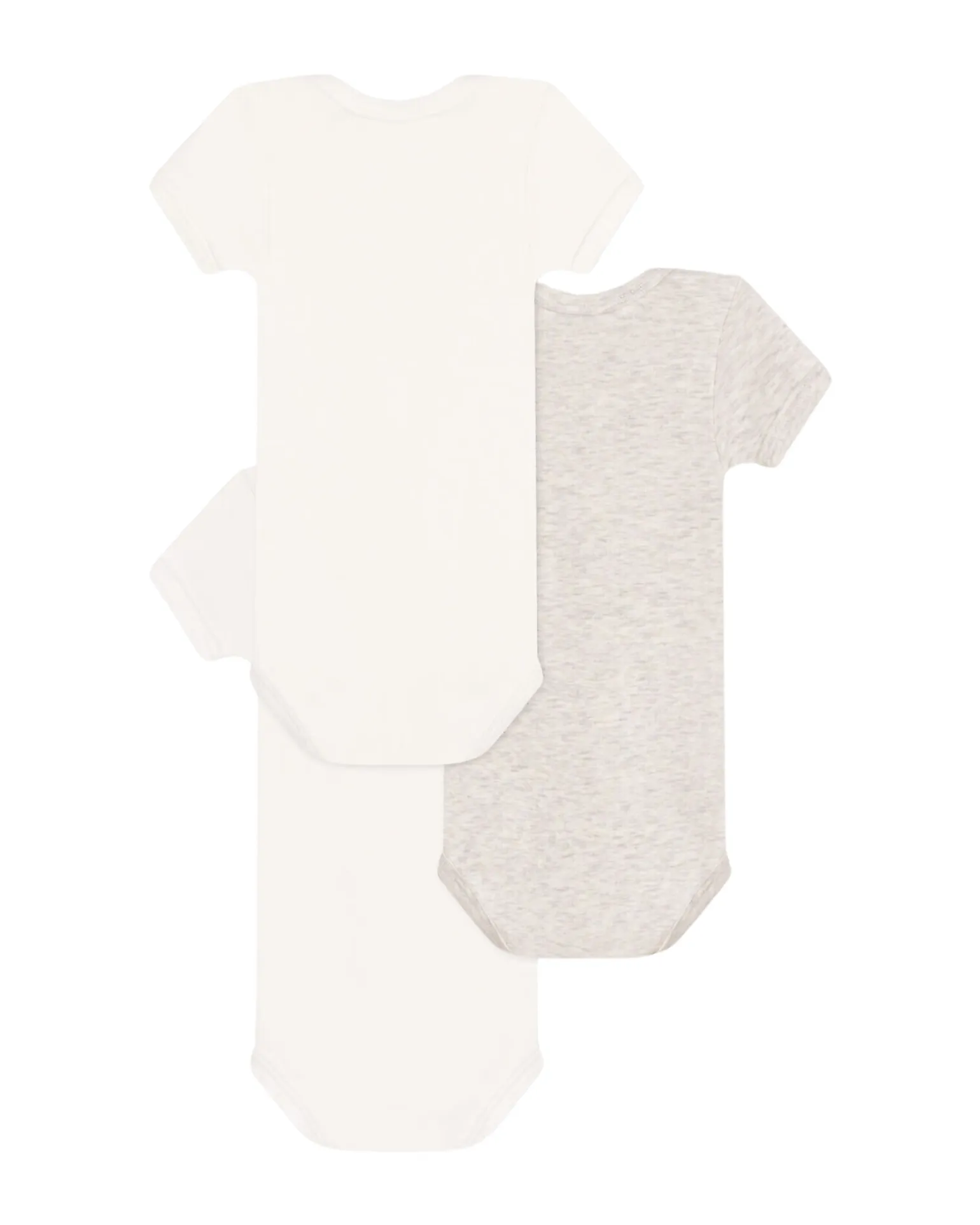 Set 3 Body a Maniche Corte - Bianco - Grigio - con Scritte - 100% Cotone