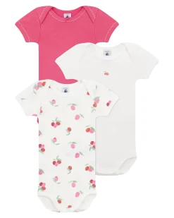 Set 3 Body a Maniche Corte - Bianco - Rosso - Frutti - 100% Cotone