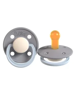 Set 2 Ciucci Bicolore - Tettarella Ciliegia - in Gomma Naturale - Grigio e Celeste - Fatto in Danimarca - Senza PBA, PVC e Flatati