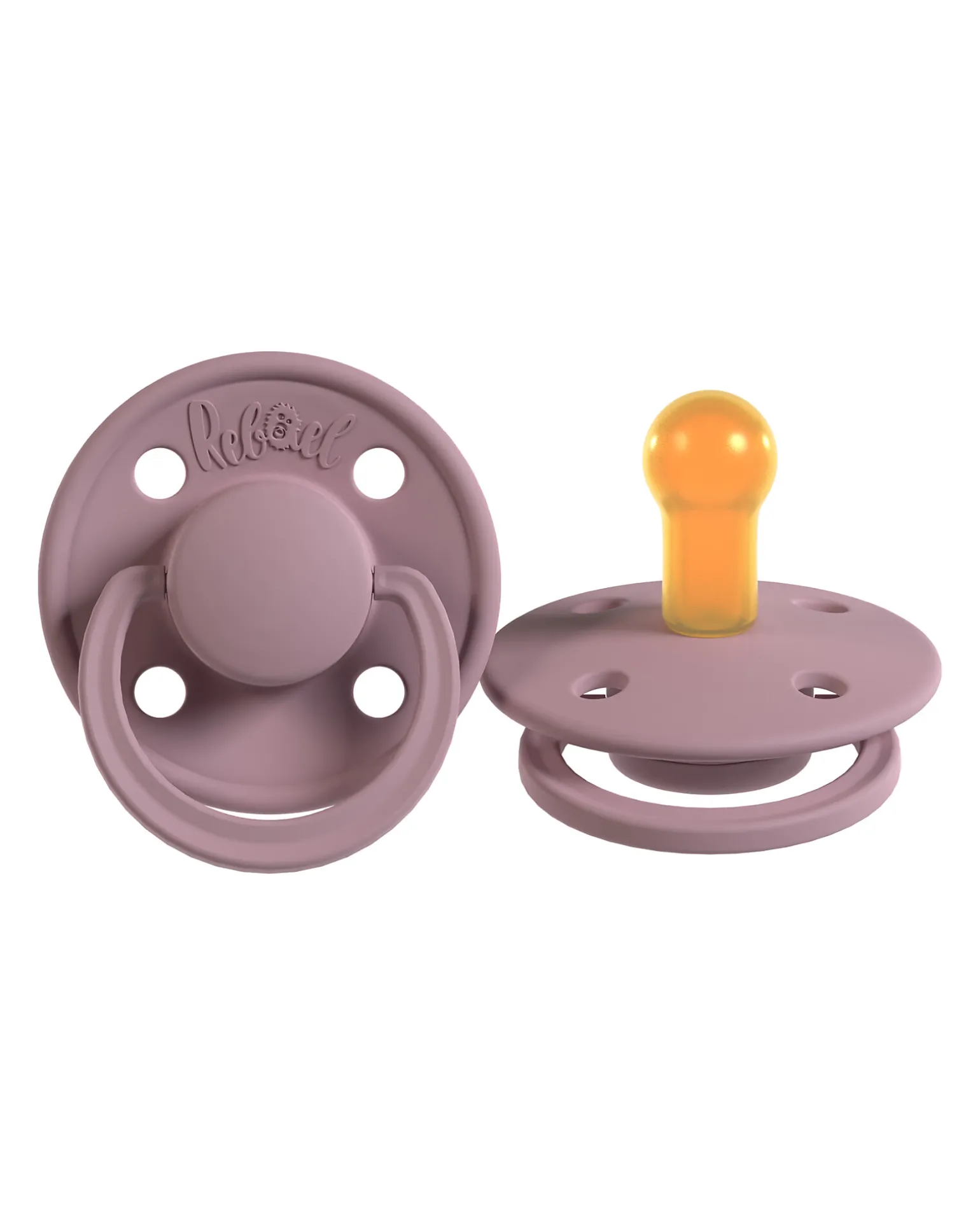 Set 2 Ciucci - Tettarella Ciliegia in Gomma Naturale - Viola e Panna - Fatto in Danimarca - Senza PBA, PVC e Flatati
