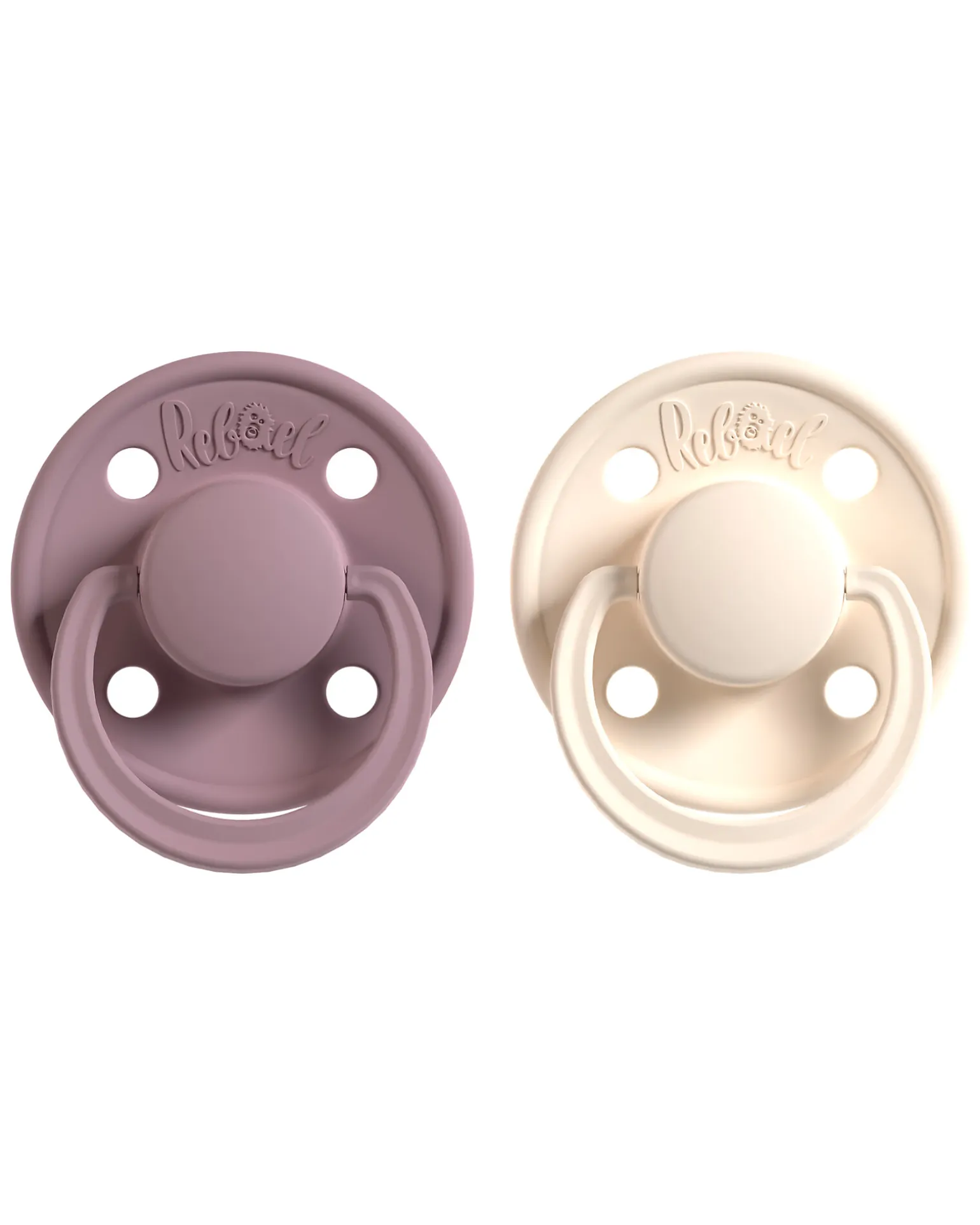 Set 2 Ciucci - Tettarella Ciliegia in Gomma Naturale - Viola e Panna - Fatto in Danimarca - Senza PBA, PVC e Flatati