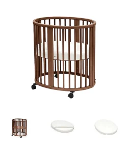 Set Completo Culla Sleepi Mini Marrone + Materassino + Lenzuolo Bianco
