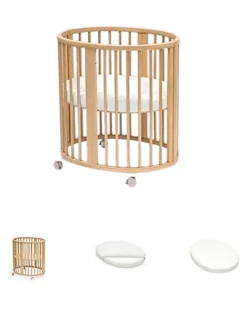 Set Completo Culla Sleepi Mini Natural + Materassino + Lenzuolo Bianco