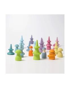 Set Coni Foresta Arcobaleno - Pastello - Legno d'Acero FSC