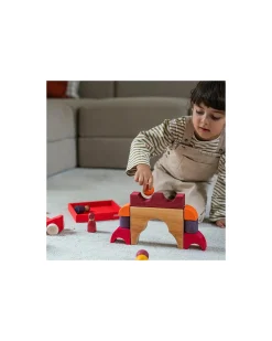 Set Costruzioni Rosso - Macchina - Legno - 1+ anni