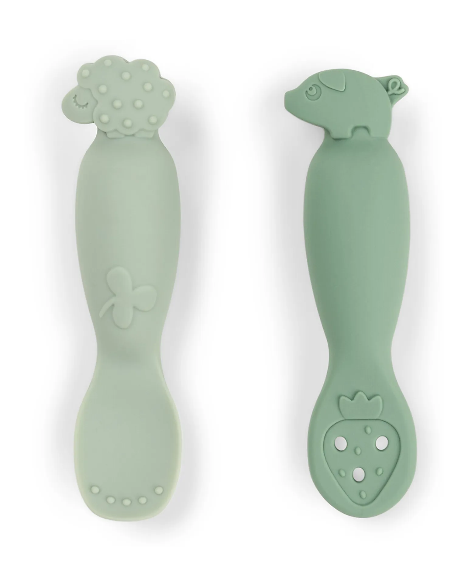 Set 2 Cucchiai da Apprendimento in Silicone - Tiny Farm - Verde