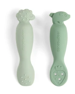Set 2 Cucchiai da Apprendimento in Silicone - Tiny Farm - Verde