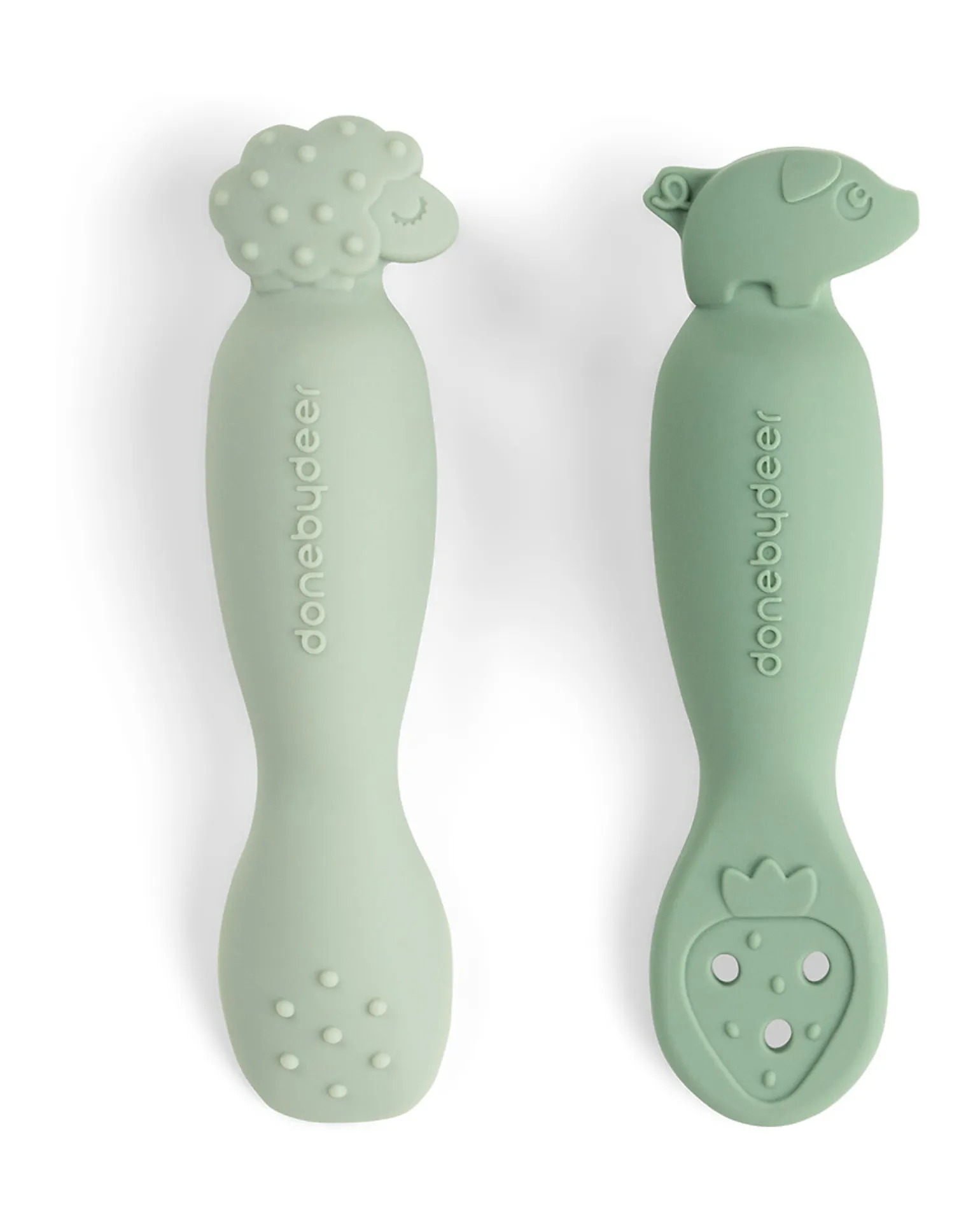 Set 2 Cucchiai da Apprendimento in Silicone - Tiny Farm - Verde