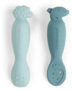 Set 2 Cucchiai da Apprendimento in Silicone - Tiny Farm - Blu