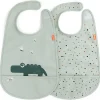 Set da Due Bavaglini Impermeabili con Tasca Deer Friends - Croco - Blu - certificato Oeko-Tex