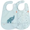 Set da Due Bavaglini Impermeabili con Tasca Deer Friends - Elphee - Blu - certificato Oeko-Tex