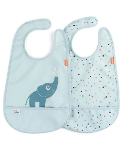 Set da Due Bavaglini Impermeabili con Tasca Deer Friends - Elphee - Blu - certificato Oeko-Tex