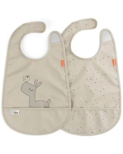 Set da Due Bavaglini Impermeabili con Tasca Deer Friends - Lalee - Sabbia - certificato Oeko-Tex