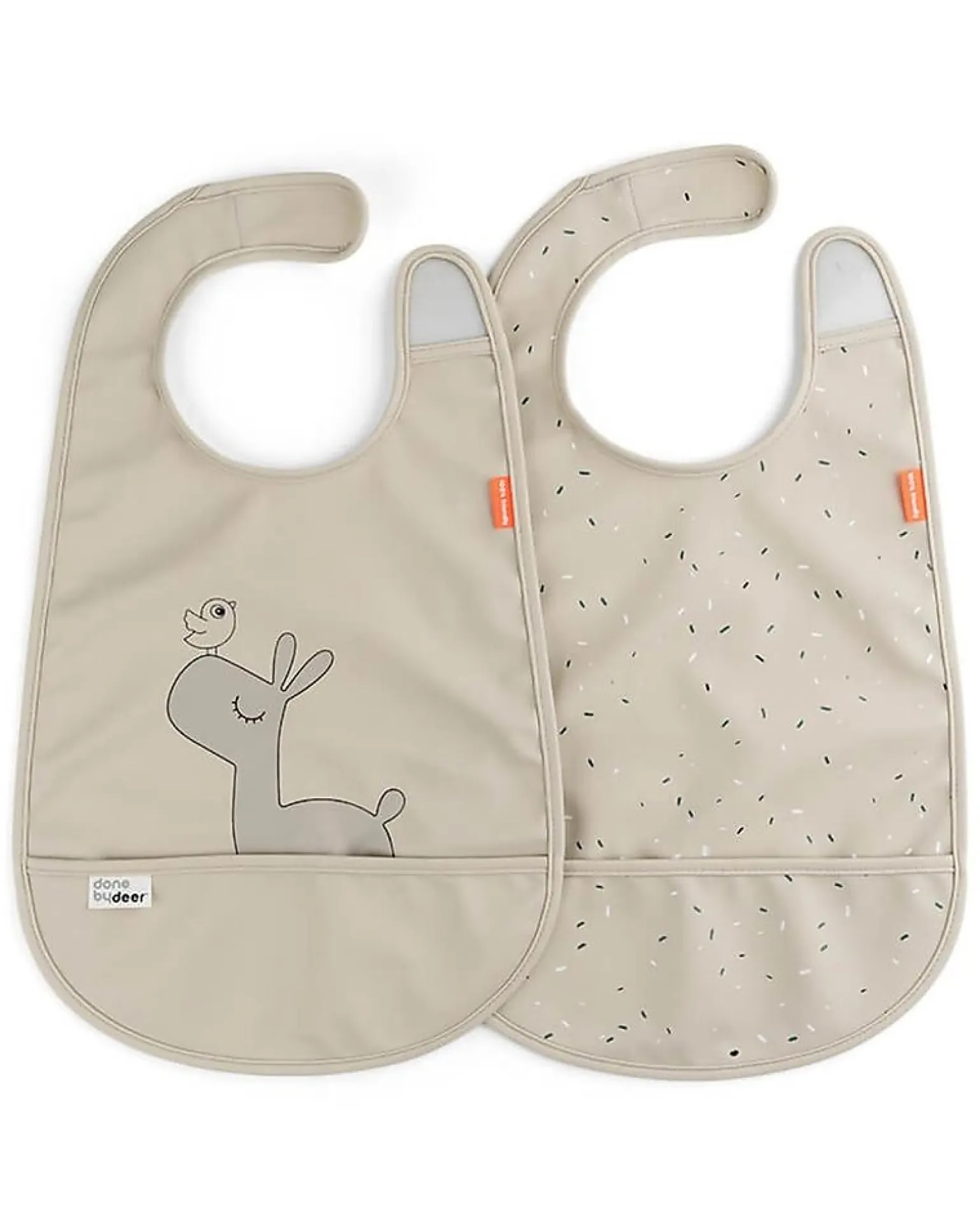 Set da Due Bavaglini Impermeabili con Tasca Deer Friends - Lalee - Sabbia - certificato Oeko-Tex