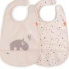 Set da Due Bavaglini Impermeabili con Tasca Deer Friends - Ozzo - Cipria - certificato Oeko-Tex