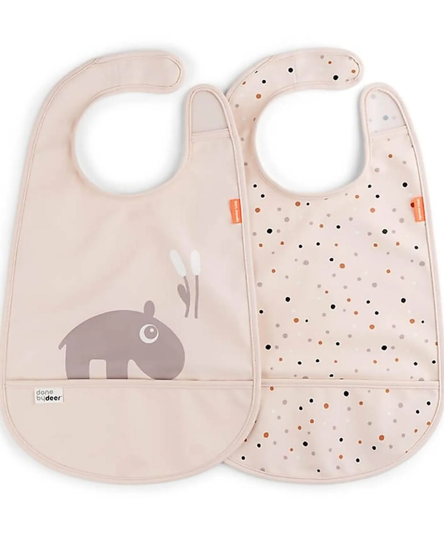 Set da Due Bavaglini Impermeabili con Tasca Deer Friends - Ozzo - Cipria - certificato Oeko-Tex