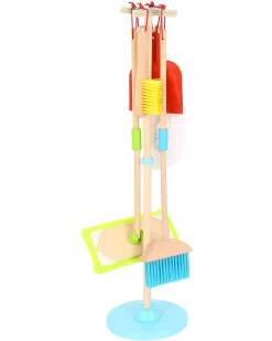 Set da Gioco per la Pulizia in Legno - 25 x 25 x 79 cm - A Partire Dai 3 Anni - Comprende 6 Pezzi