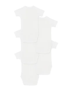 Set di 5 Body Incrociati a Maniche Corte - Bianco - Animali - Giorni della Settimana - 100% Cotone Bio