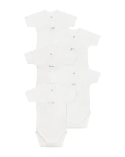 Set di 5 Body Incrociati a Maniche Corte - Bianco - Animali - Giorni della Settimana - 100% Cotone Bio