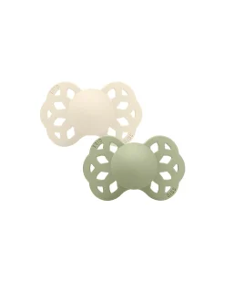 Set di 2 Ciucci Infinity - Tettarella Anatomica in Silicone - Avorio/Salvia - Senza PBA e PVC!