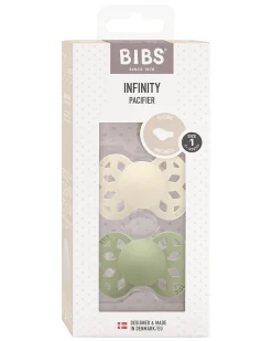 Set di 2 Ciucci Infinity - Tettarella Anatomica in Silicone - Avorio/Salvia - Senza PBA e PVC!