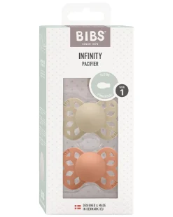 Set di 2 Ciucci Infinity - Tettarella Simmetrica in Silicone - Vaniglia/Pesca - Senza PBA e PVC!