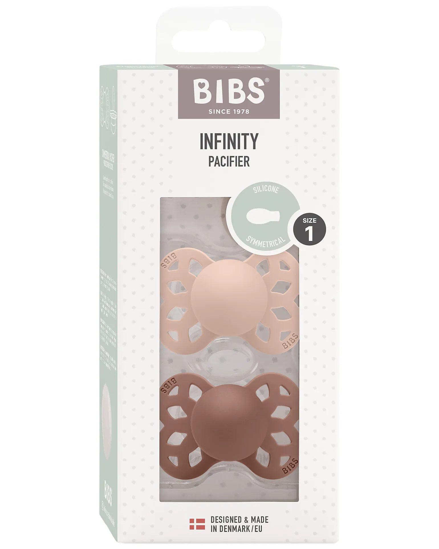 Set di 2 Ciucci Infinity - Tettarella Simmetrica in Silicone - Rosa Cipria/Woodchuck - Senza PBA e PVC!