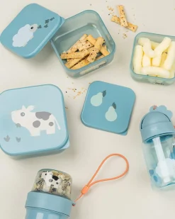 Set di 3 Contenitori Merenda - Tiny Farm - Blu