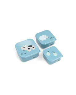 Set di 3 Contenitori Merenda - Tiny Farm - Blu