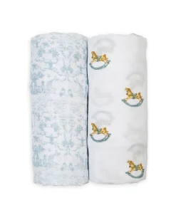 Set di 2 Copertine Swaddle 100 x 100 cm - Cavallo a Dondolo/Toile - 100% mussola di cotone