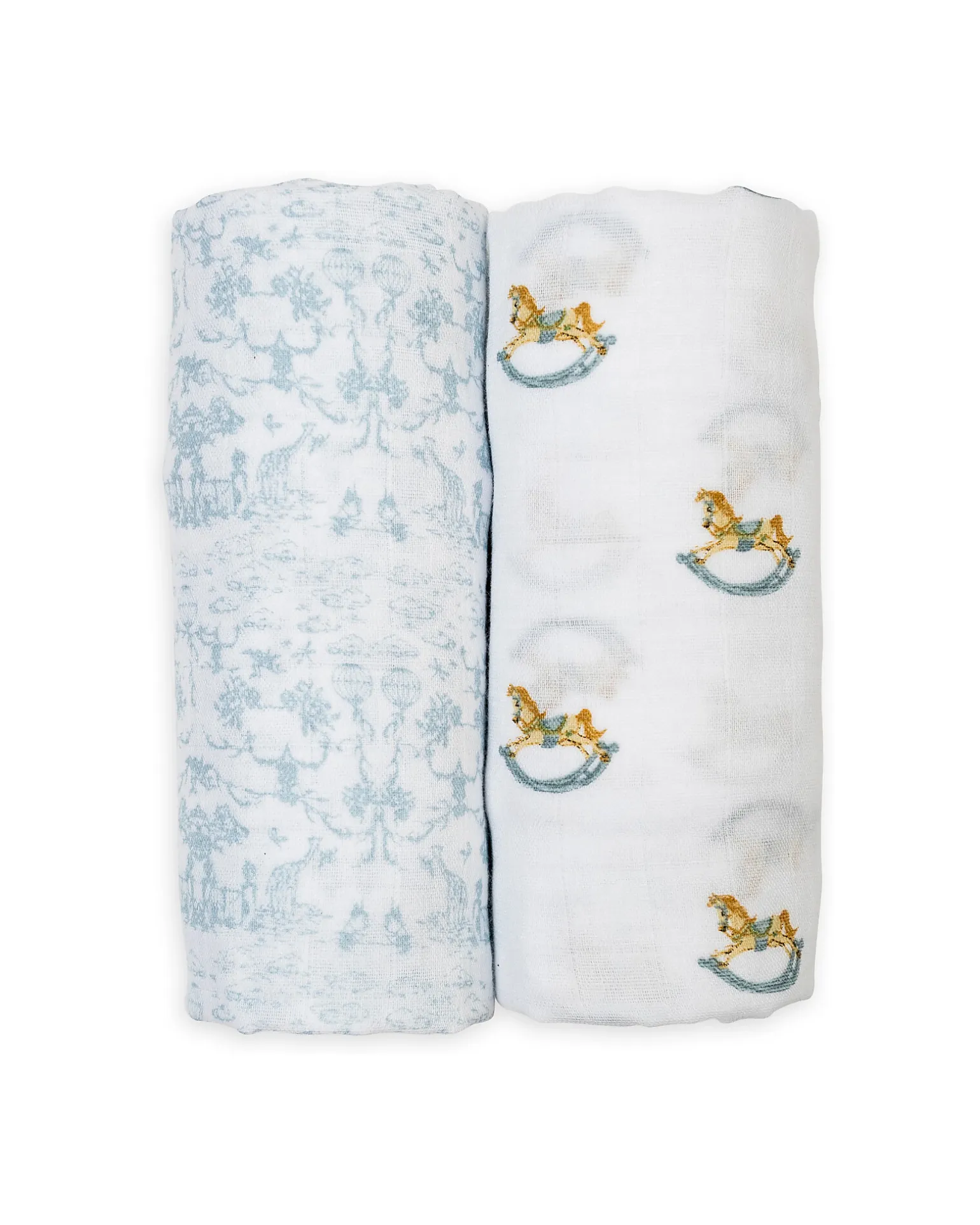 Set di 2 Copertine Swaddle 100 x 100 cm - Cavallo a Dondolo/Toile - 100% mussola di cotone