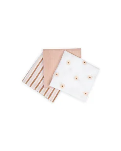 Set di 3 Copertine Swaddle 69 x 69 cm - Margherite - 100% mussola di cotone