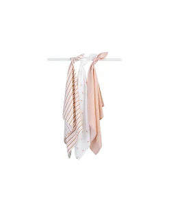 Set di 3 Copertine Swaddle 69 x 69 cm - Margherite - 100% mussola di cotone