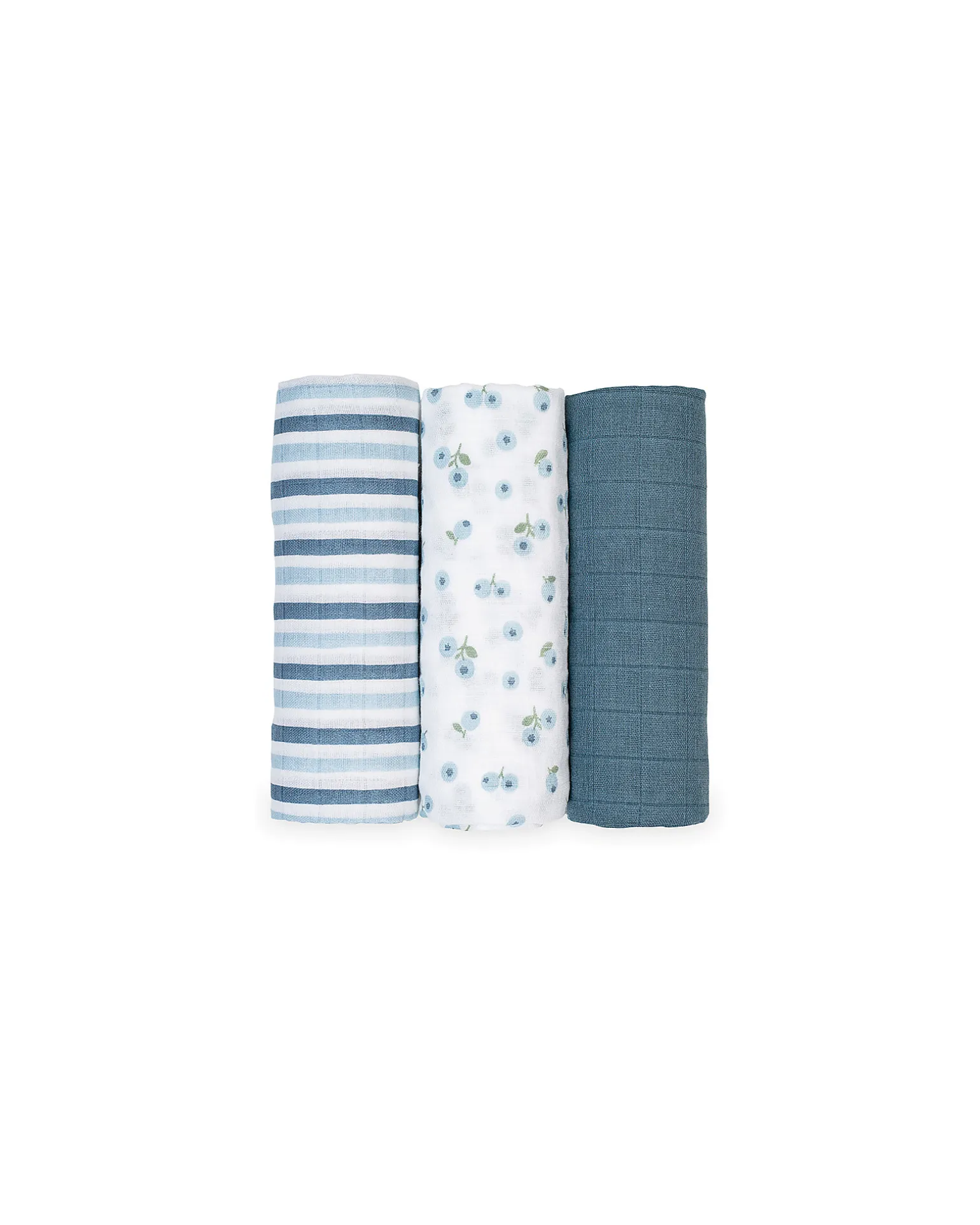 Set di 3 Copertine Swaddle 69 x 69 cm - Mirtilli - 100% mussola di cotone