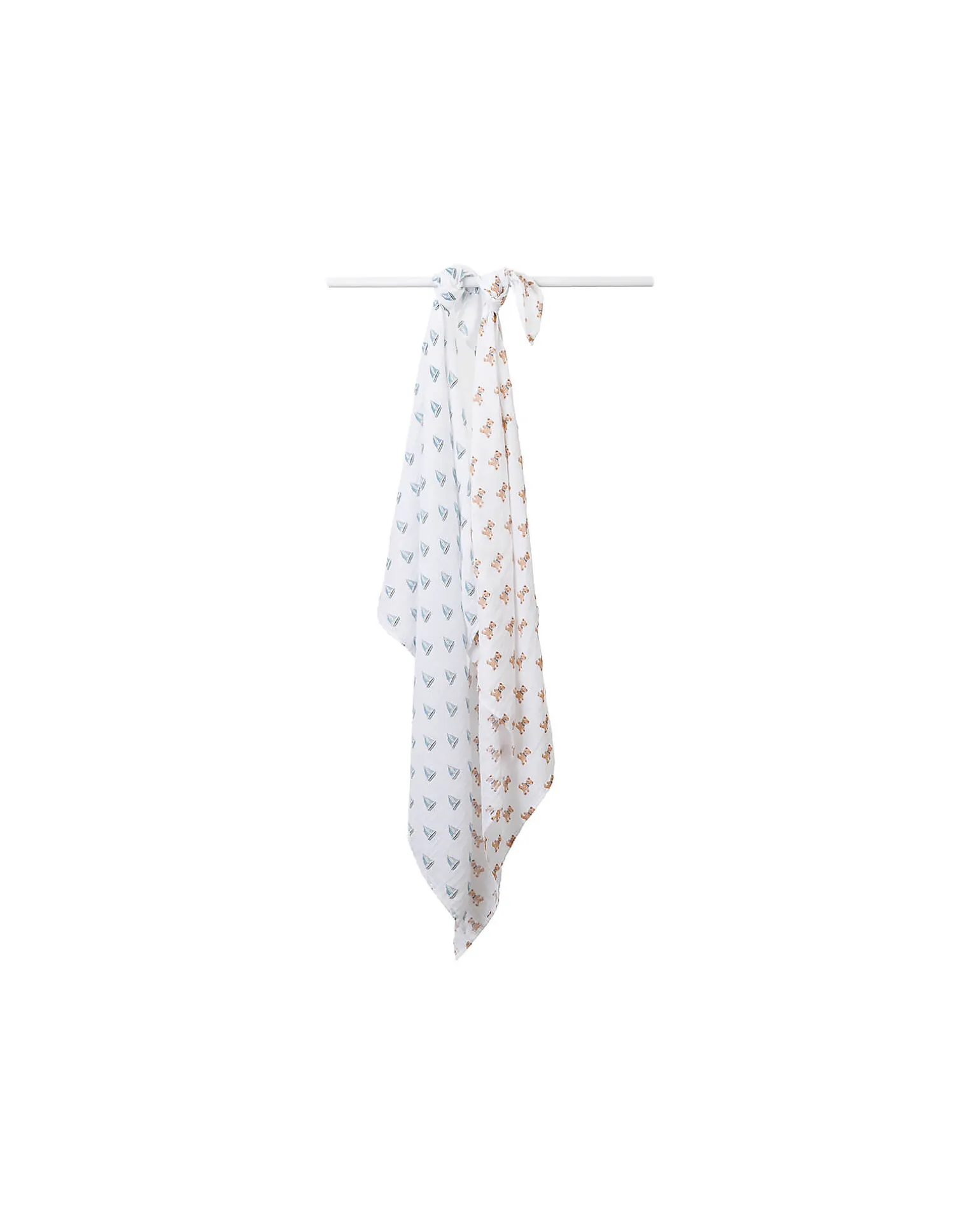 Set di 2 Copertine Swaddle 100 x 100 cm - Orsetto Vintage/Barca a Vela - 100% mussola di cotone