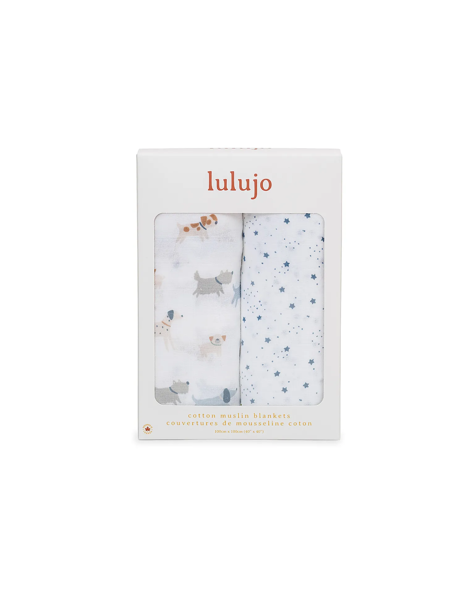Set di 2 Copertine Swaddle 100 x 100 cm - Puppy Dog/Stars - 100% mussola di cotone