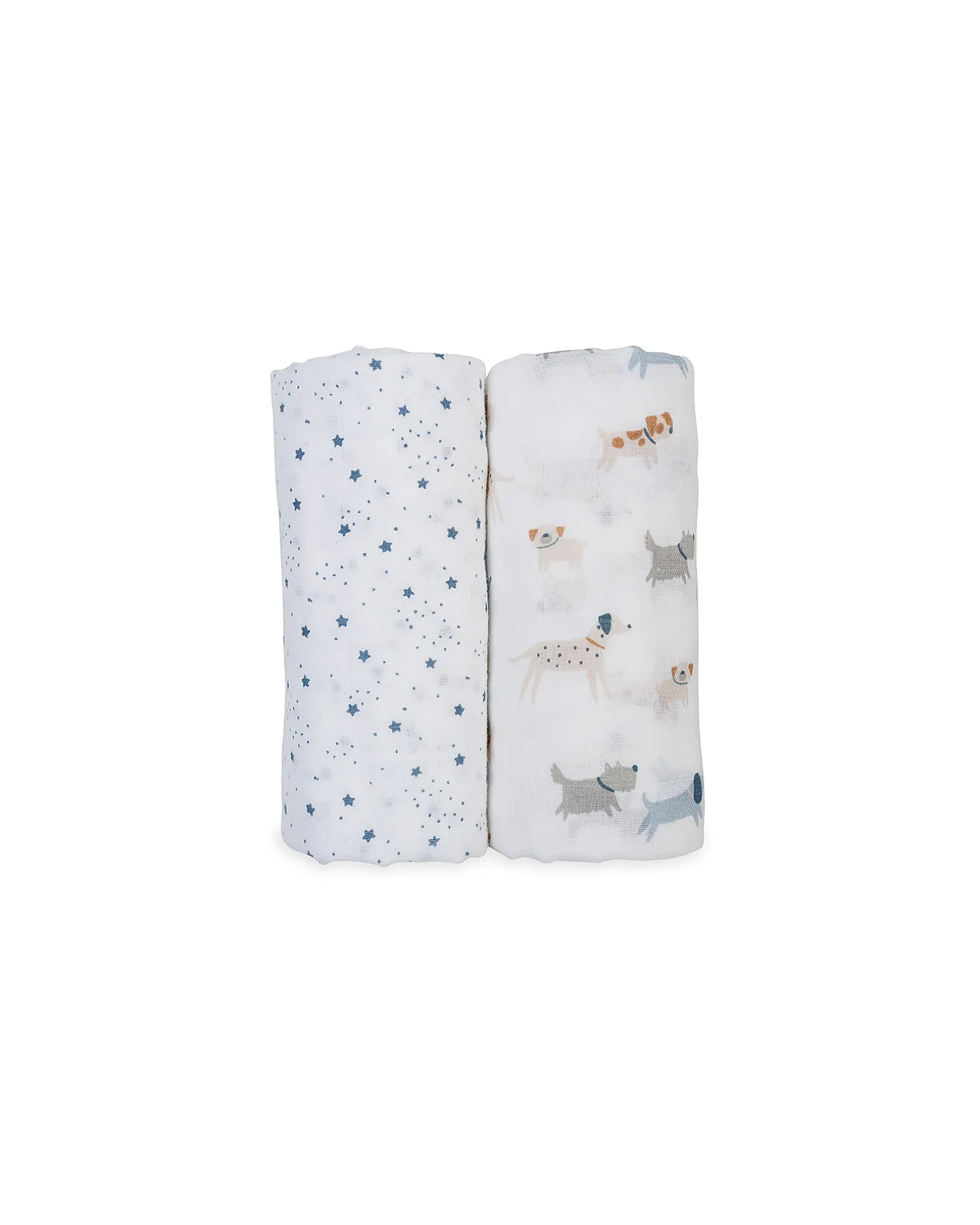 Set di 2 Copertine Swaddle 100 x 100 cm - Puppy Dog/Stars - 100% mussola di cotone