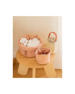 Set di due Cestini Trapuntati - Vintage Nude - 100% Cotone Organico GOTS - Bamboo Collection - Diametro 20 x 30 cm e 15 x 15 cm
