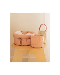Set di due Cestini Trapuntati - Vintage Nude - 100% Cotone Organico GOTS - Bamboo Collection - Diametro 20 x 30 cm e 15 x 15 cm