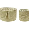 Set di due Cestini Trapuntati - Verde Oliva - 100% Cotone Organico GOTS - Bamboo Collection - Diametro 20 x 30 cm e 15 x 15 cm