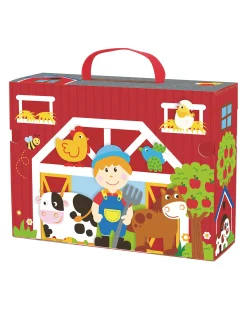 Set Fattoria in Legno - Ottimo per Giocare in Viaggio - 29 x 9,5 x 21,5 cm - A Partire Dai 3 Anni - Comprende 35 Pezzi