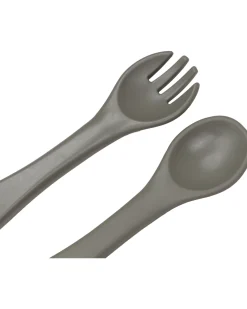 Set Forchetta e Cucchiaio - Grigio Olivastro - Silicone