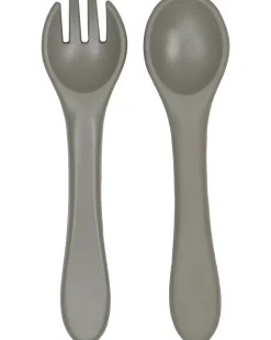 Set Forchetta e Cucchiaio - Grigio Olivastro - Silicone