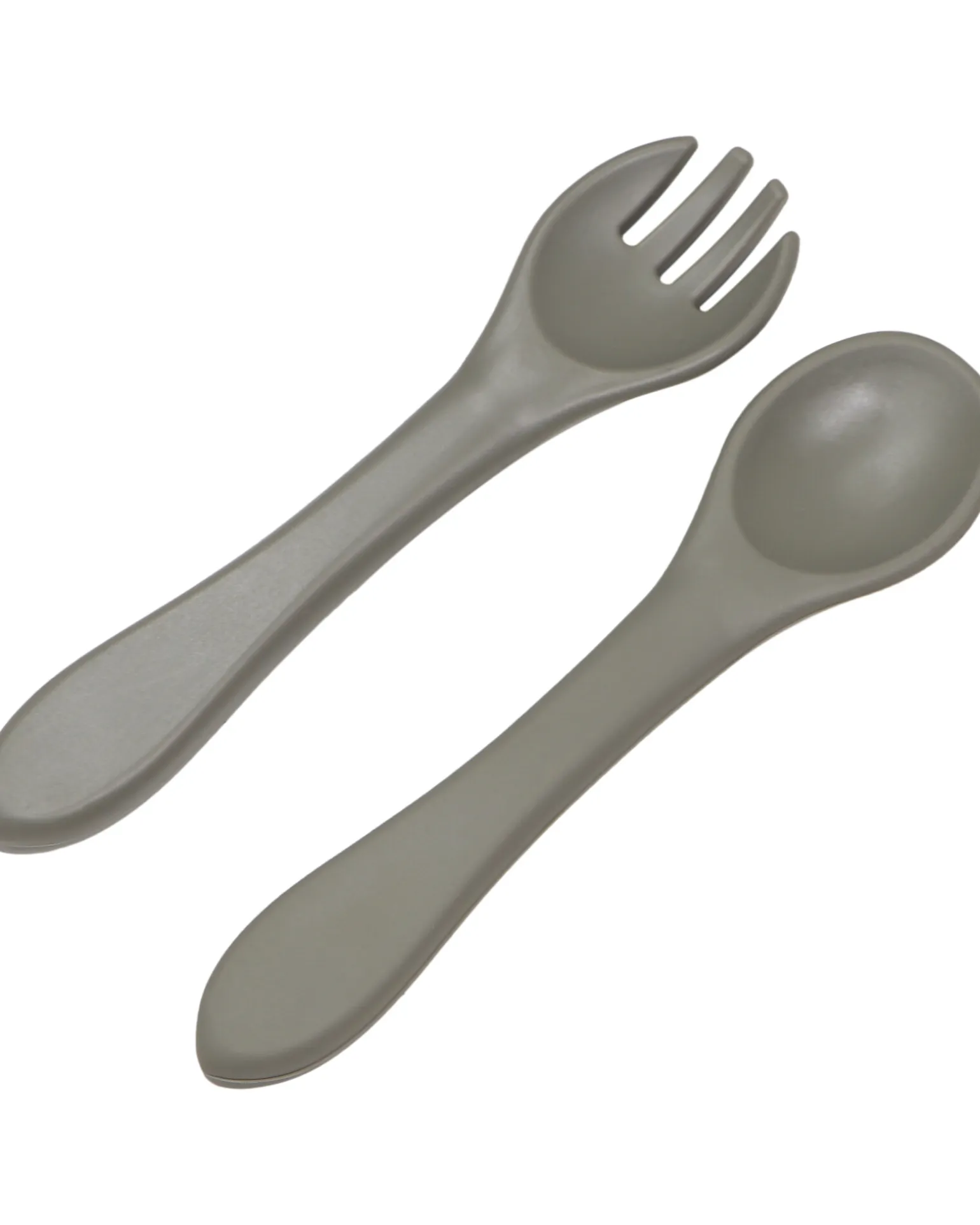 Set Forchetta e Cucchiaio - Grigio Olivastro - Silicone